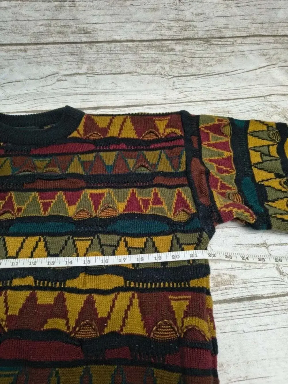 INDEX International Bold Geometric 3D Knit Sweater Size Large